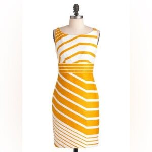 The Limited Mustard Striped & White Dress